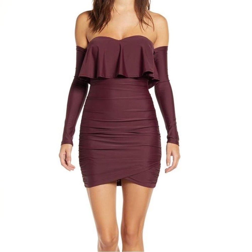 Tiger Mist Plum Off Shoulder Mini Dress Bodycon Fall Night Out